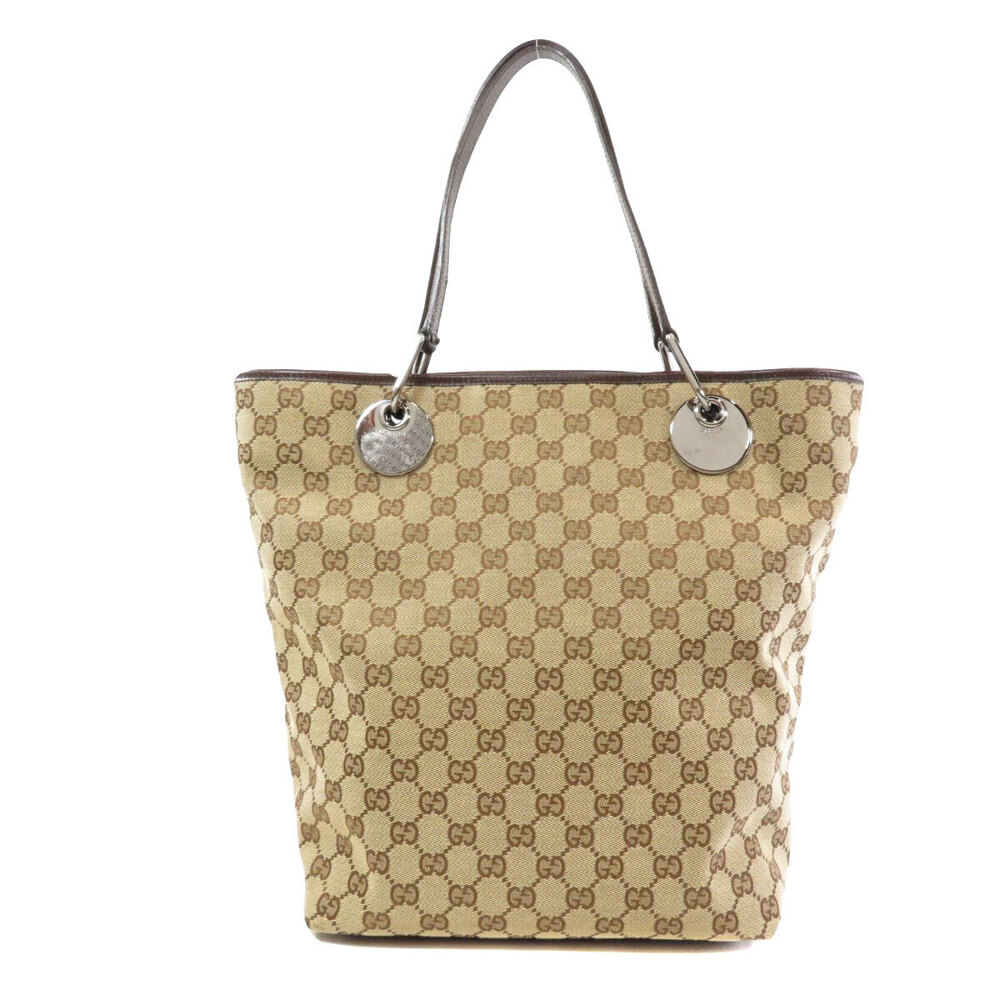 Gucci GG Canvas Eclipse Tote Shoulder Bag Brown